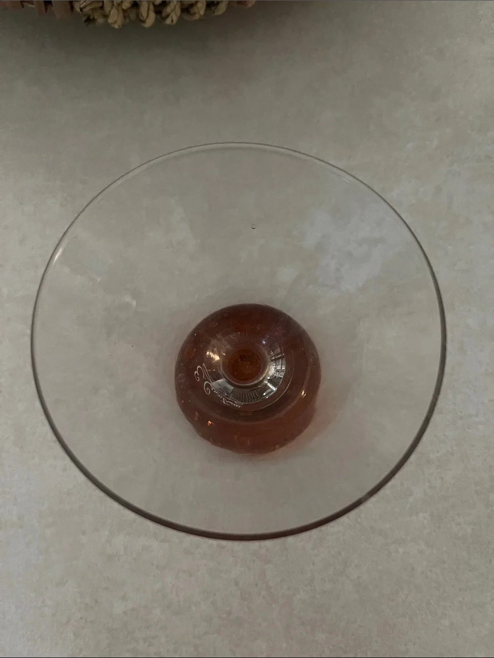 Bubble-Base Martini Glass with Amber Orb Stem
